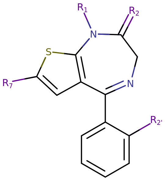 噻吩二氮卓类物质的通用结构